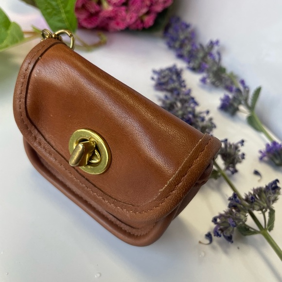 Vintage Coach Mini City Key Fob Coin Purse In British Tan Leather 7105- VGC - Picture 9 of 16